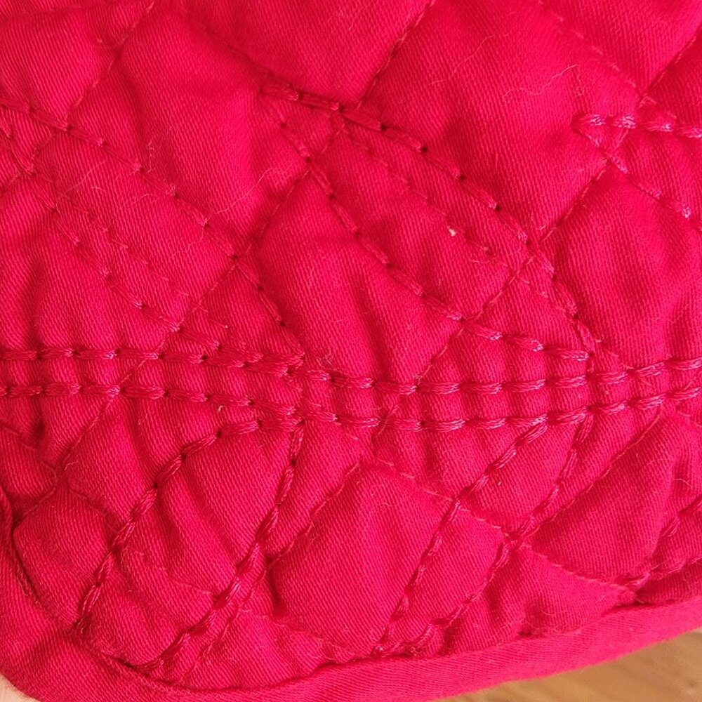 Denim & Co Reversible Quilted Jacket With Floral Print & Solid Red Design Button - Picture 10 of 16